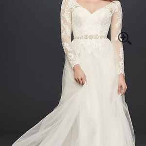 Ivory Long Sleeve Wedding Dress With Low Back